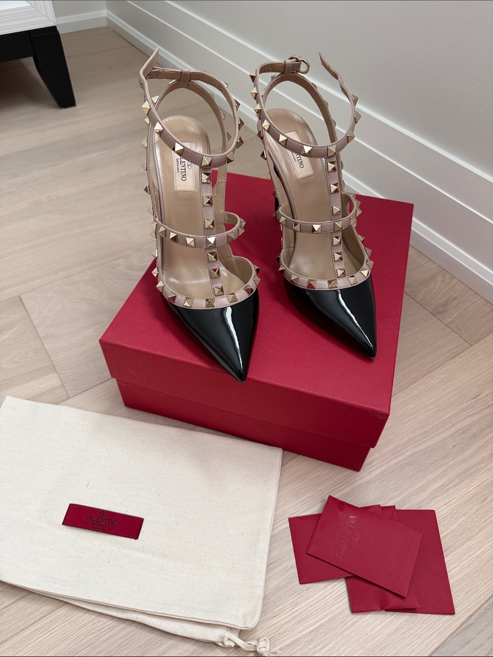 Valentino Garavani Black Patent Rockstud Heels